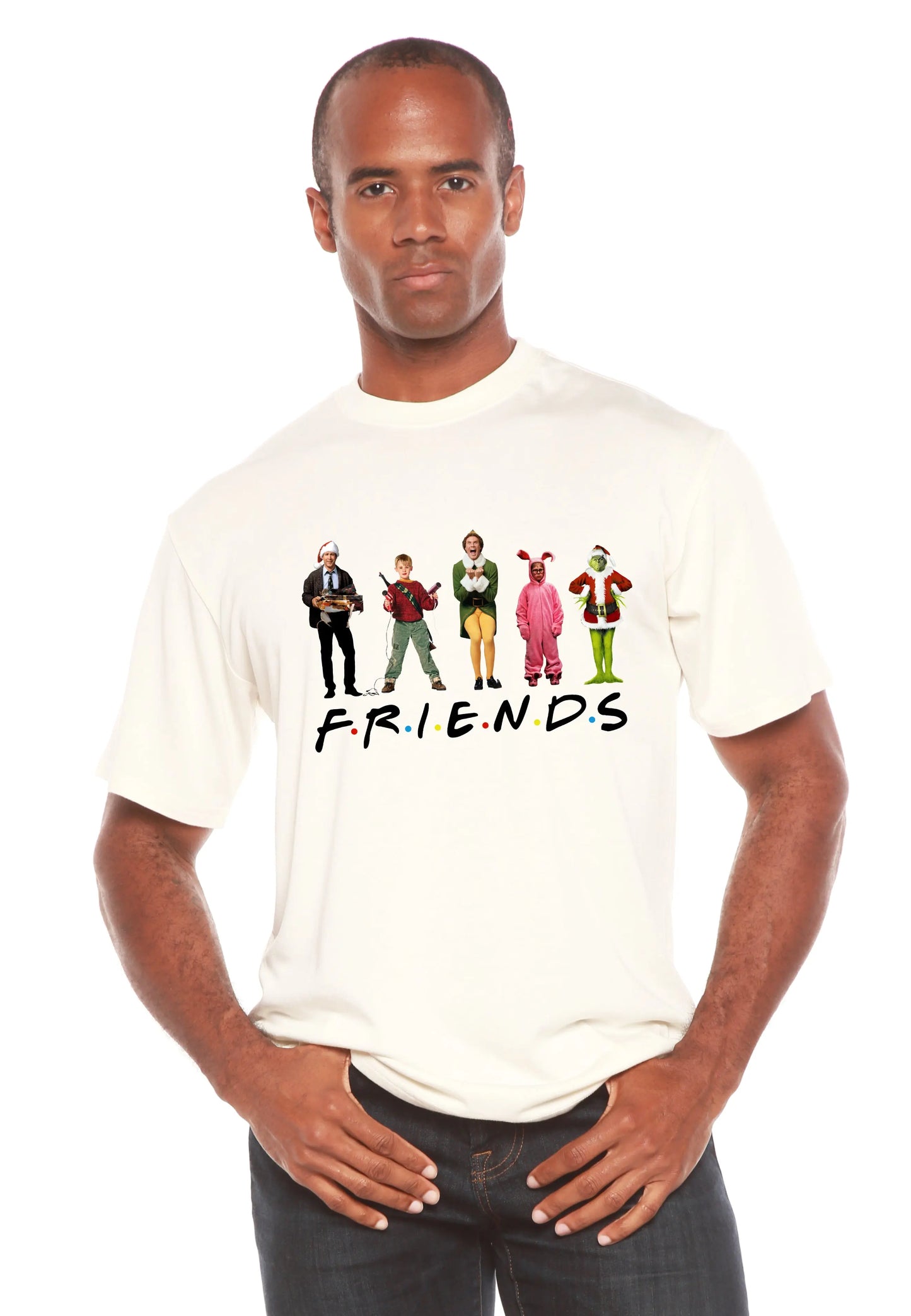 Funny Christmas Movies Printed Men's Bamboo T-Shirt Spun Bamboo