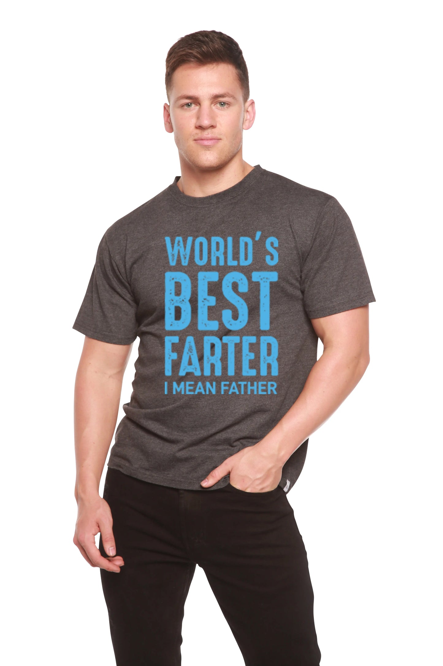 World's Best Farter Men's Bamboo Viscose/Organic Cotton Short Sleeve Graphic T-Shirt Spun Bamboo