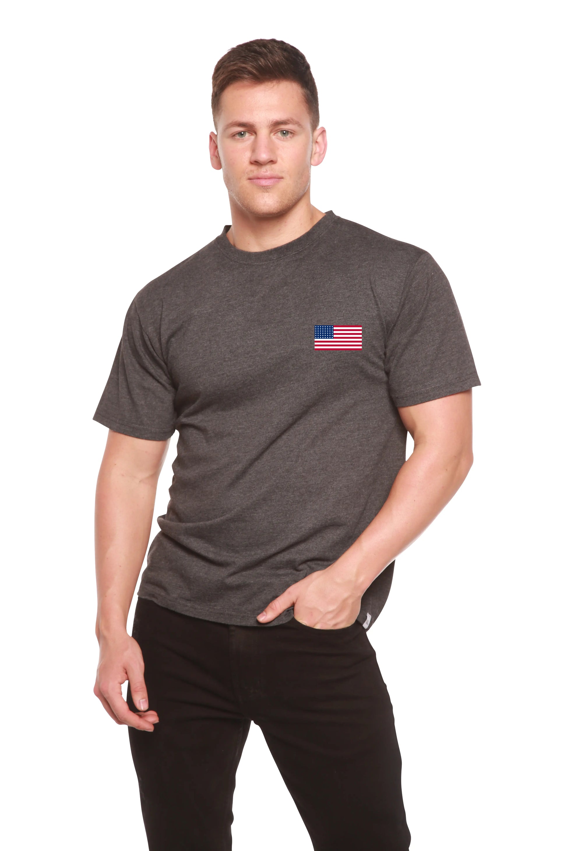 American Flag Men's Bamboo Viscose/Organic Cotton Short Sleeve Graphic T-Shirt Spun Bamboo