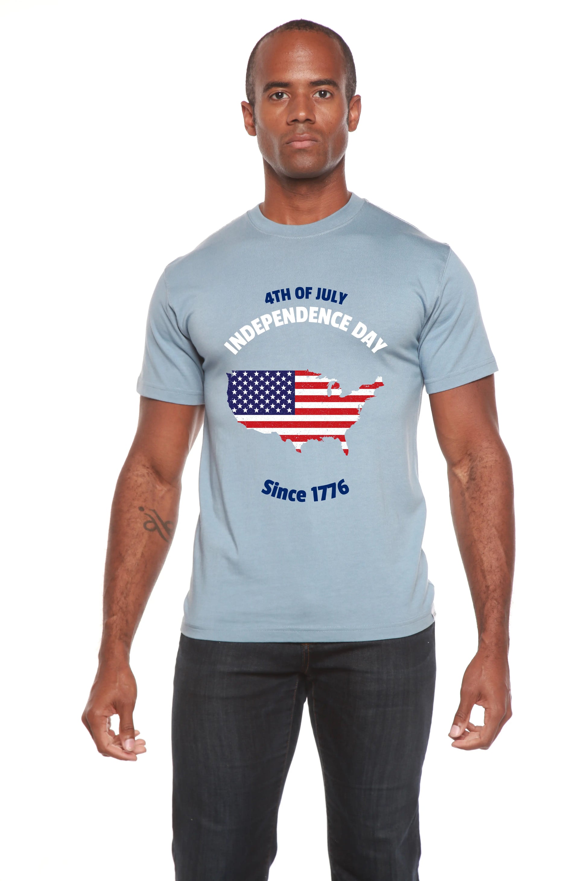 4th of July Men's Bamboo Viscose/Organic Cotton Short Sleeve Graphic T-Shirt Spun Bamboo