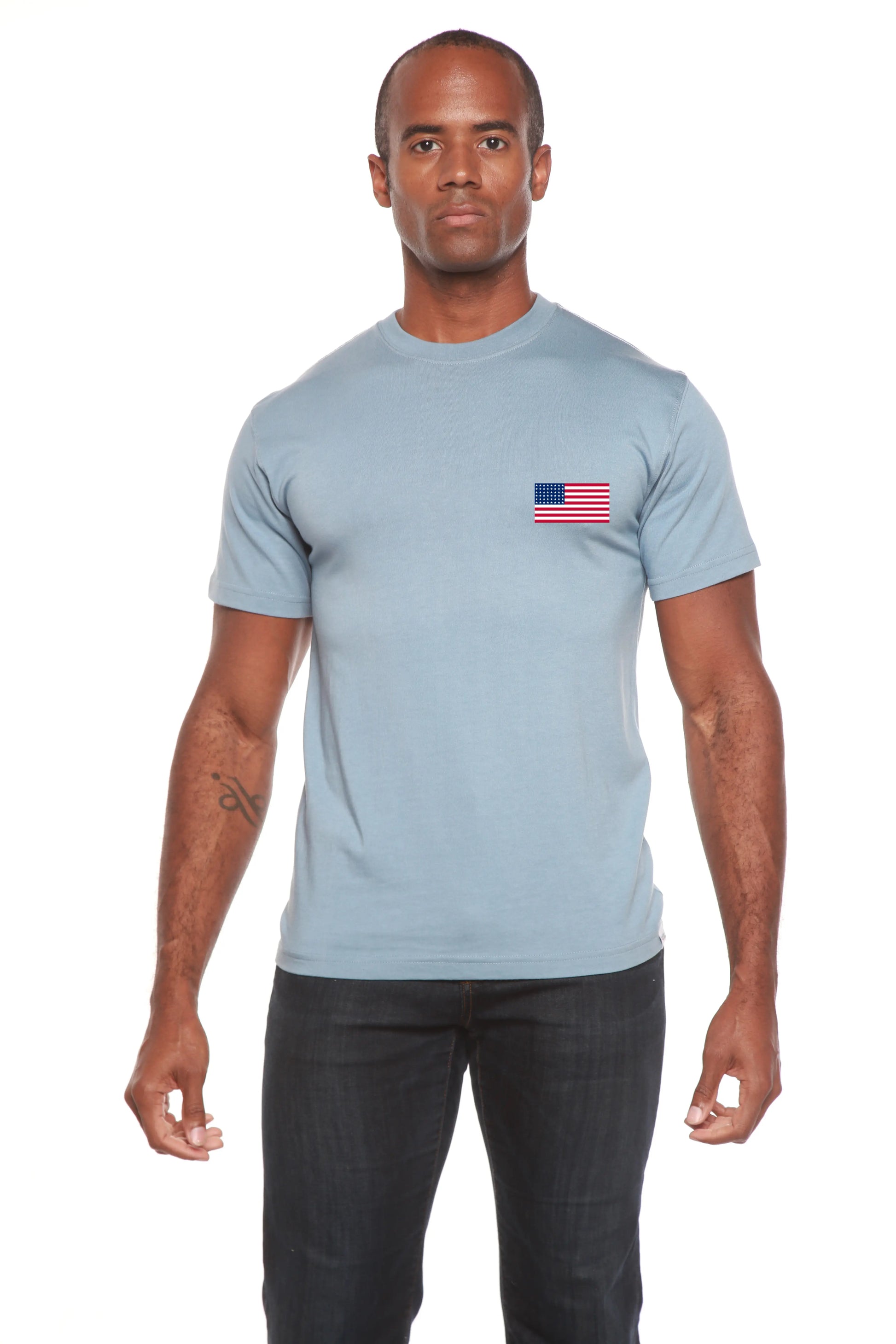American Flag Men's Bamboo Viscose/Organic Cotton Short Sleeve Graphic T-Shirt Spun Bamboo