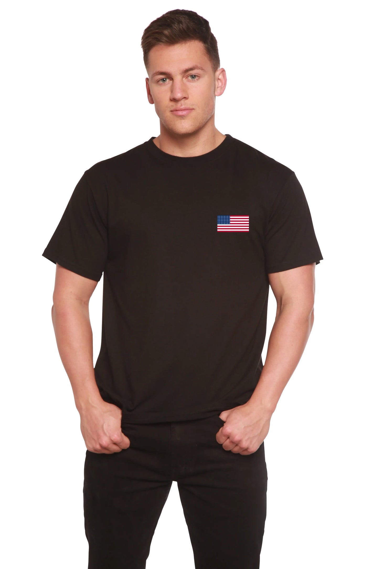 American Flag Men's Bamboo Viscose/Organic Cotton Short Sleeve Graphic T-Shirt Spun Bamboo