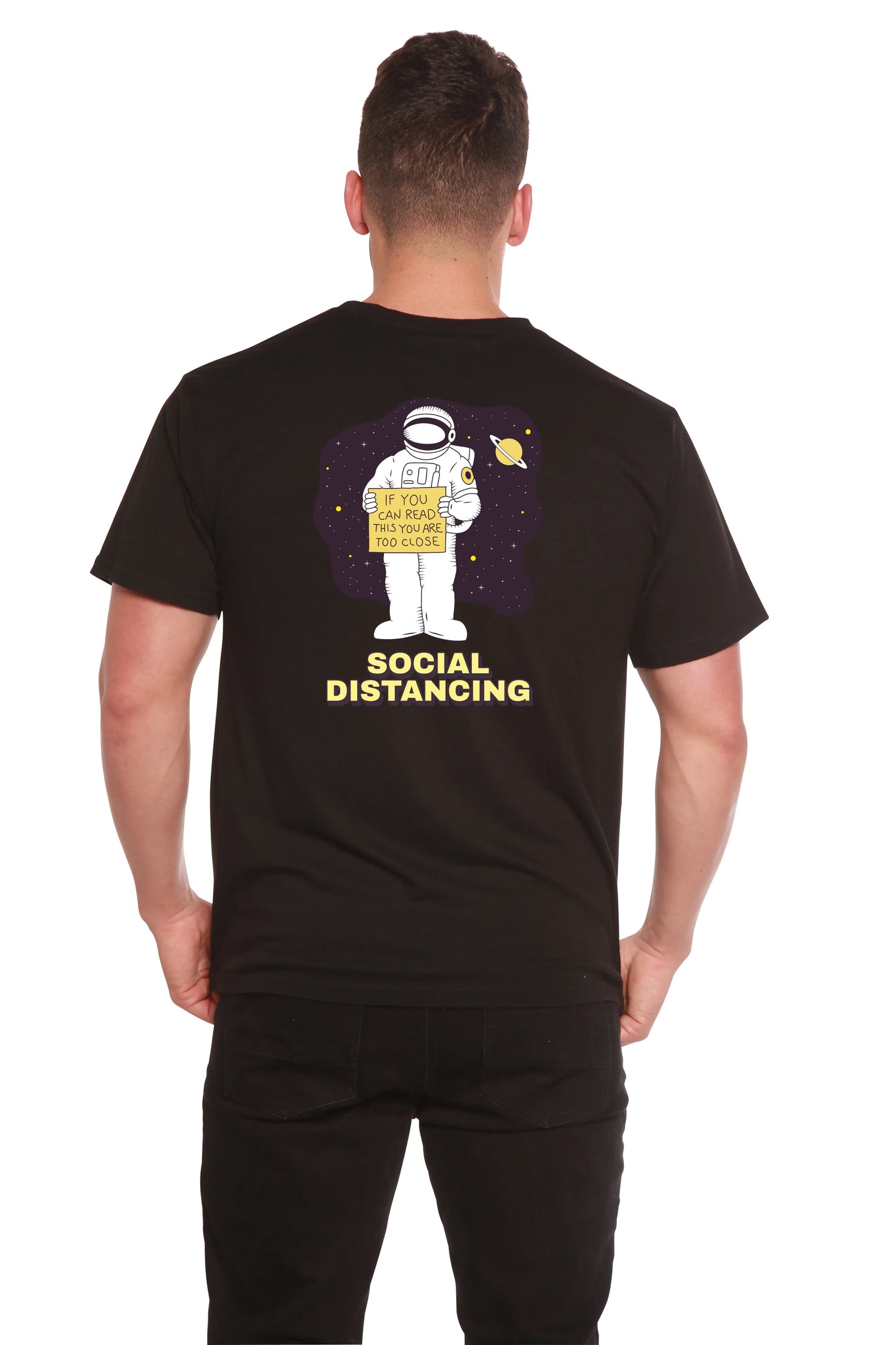 Social Distancing Men's Bamboo Short Sleeve Printed T-Shirt Spun Bamboo