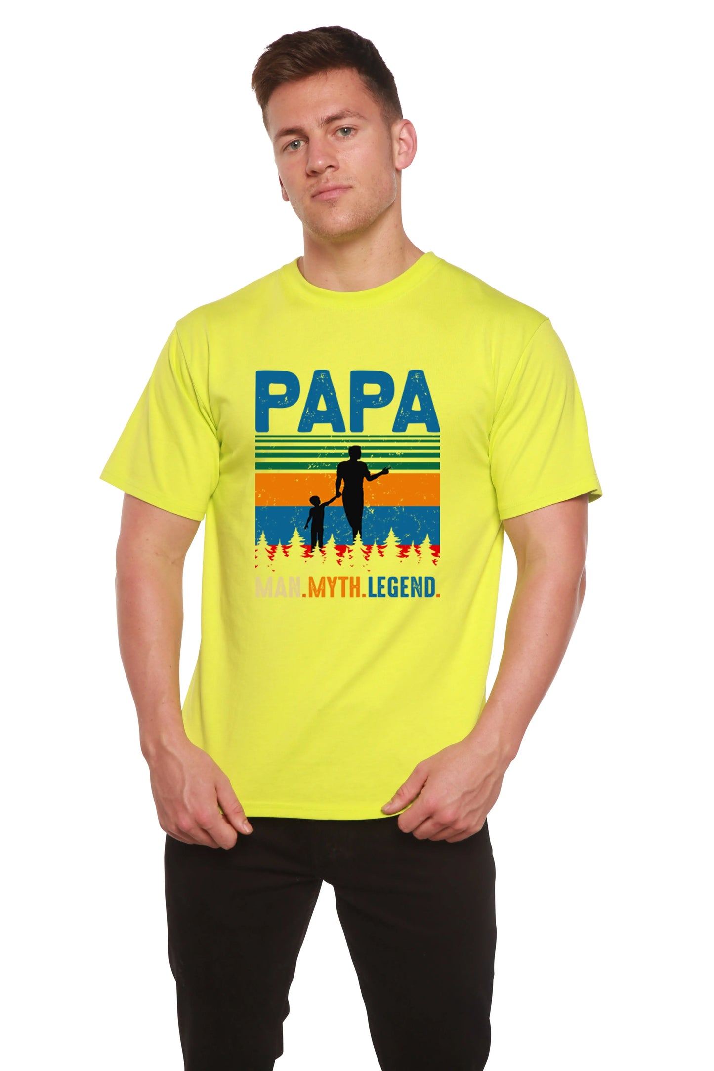 Papa Man, Myth, Legend Men's Bamboo Viscose/Organic Cotton Short Sleeve Graphic T-Shirt Spun Bamboo