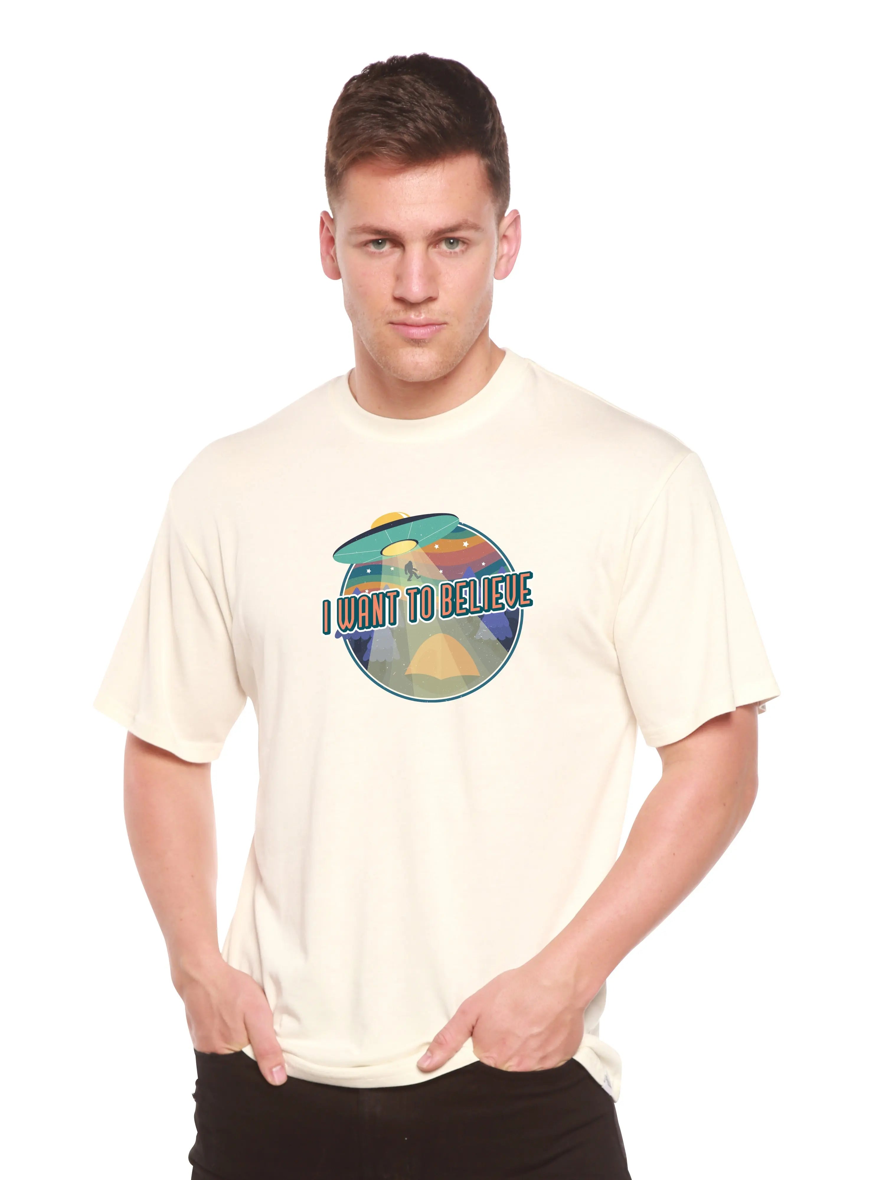 I Want to Believe Men's Bamboo Short Sleeve Printed T-Shirt Spun Bamboo