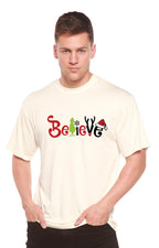 Believe Christmas Printed Men's Bamboo T-Shirt Spun Bamboo