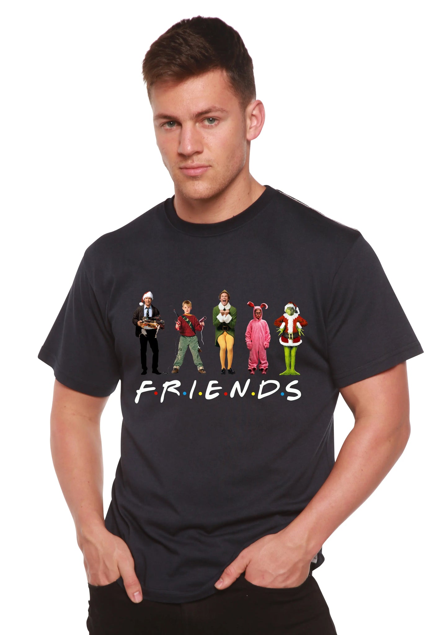 Funny Christmas Movies Printed Men's Bamboo T-Shirt Spun Bamboo