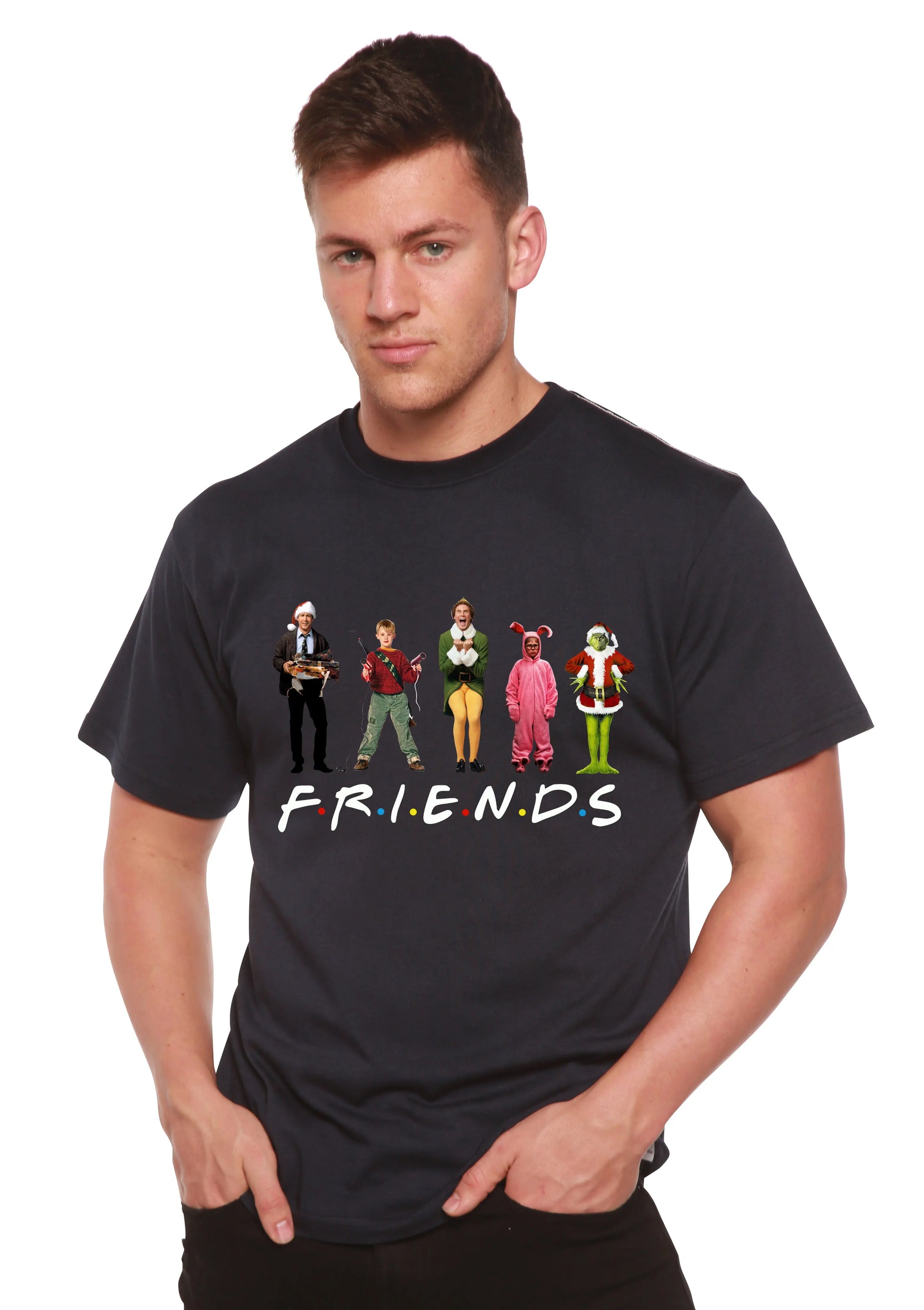 Funny Christmas Movies Printed Men's Bamboo T-Shirt Spun Bamboo