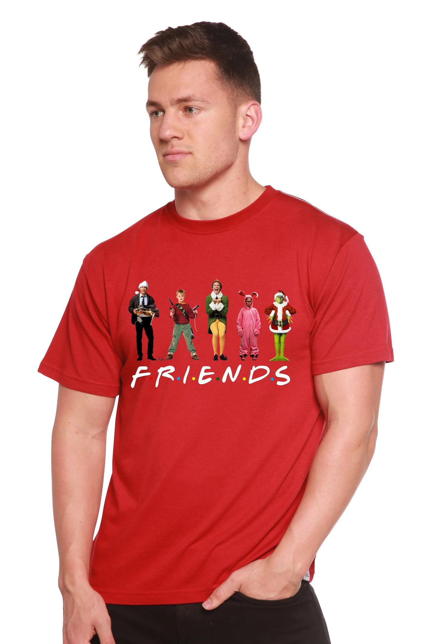 Funny Christmas Movies Printed Men's Bamboo T-Shirt Spun Bamboo