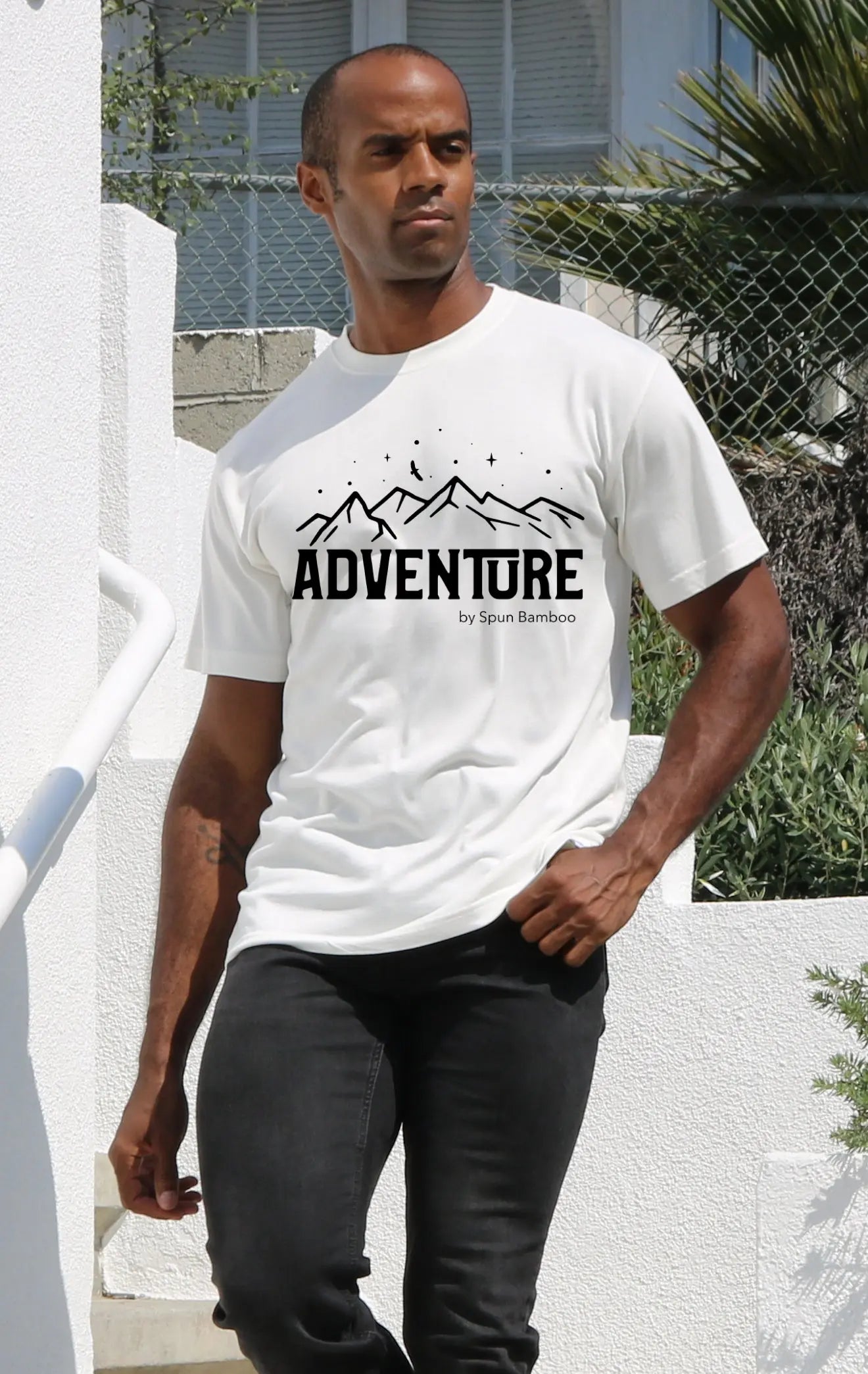 Adventure Printed Men's Bamboo Viscose/Organic Cotton Short Sleeve T-Shirt Spun Bamboo