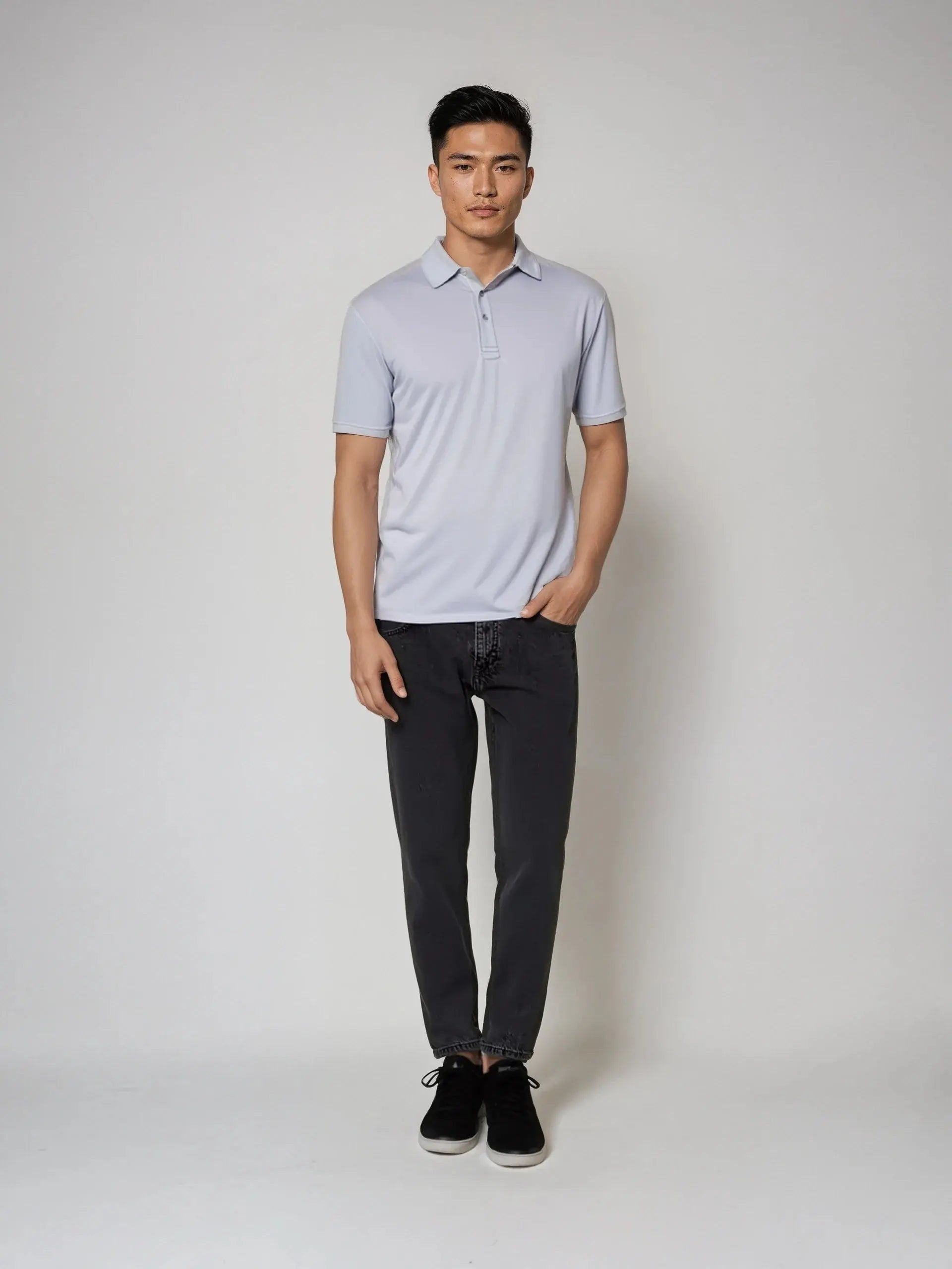 Men's UPF 50 Performance Polo shirt by SpectraUSA, shown in a comfortable fit with a collared neckline and short sleeves.