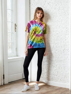 SpectraUSA classic spiral tie-dye tee shirt with vibrant multicolor swirl design on soft fabric.