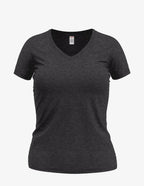 Charcoal black Heather Wonder V-Neck top for women by SpectraUSA, front view showing soft fabric and stylish neckline.