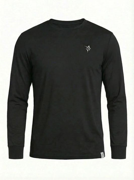 Black White Water Life Dockside Performance long sleeve shirt shown laid flat with front view and subtle branding details.