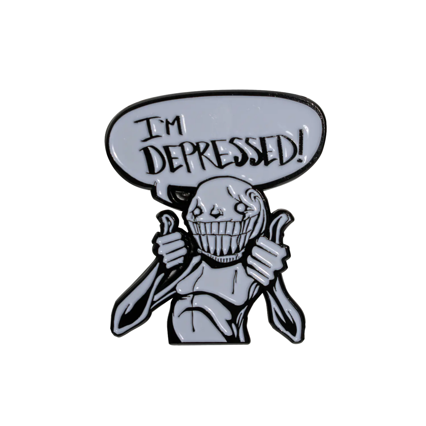 I'm Depressed Enamel Pin Any Means Necessary Clothing