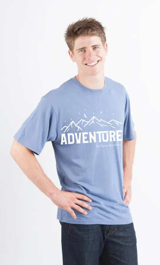 Adventure Printed Men's Bamboo Viscose/Organic Cotton Short Sleeve T-Shirt Spun Bamboo