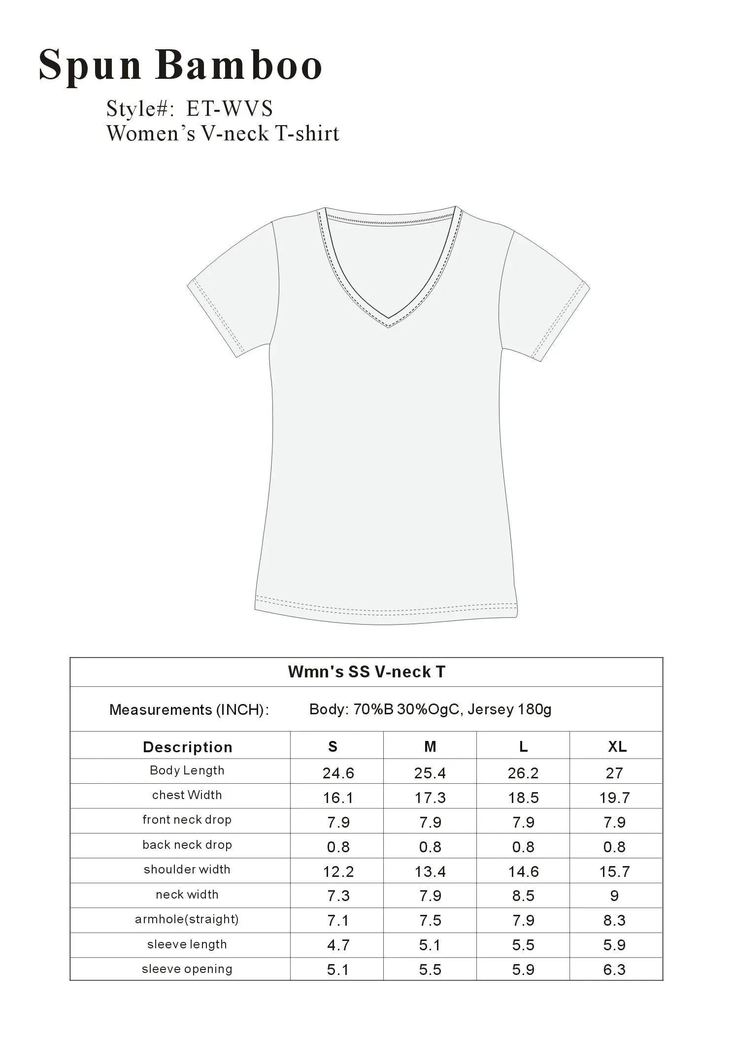Clearance Women's Bamboo V-Neck Cap Sleeve T-Shirt Spun Bamboo