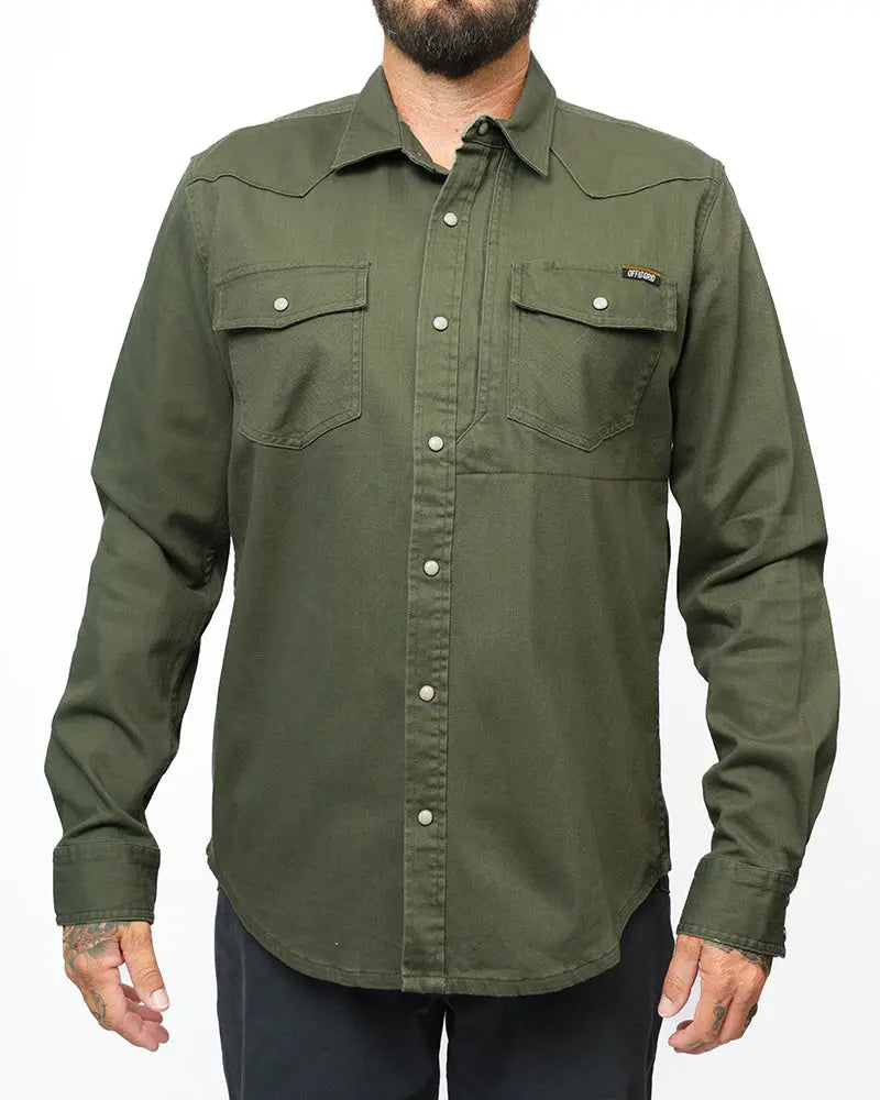 Earl Denim Shirt - Dusty Olive Off The Grid Surplus