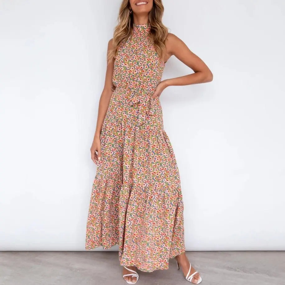 Summer Long Dress Polka Dot Casual Dresses Black Sexy Halter Strapless Sundress Vacation nowadaysfashion
