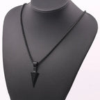 Black Rectangle Pendant Necklace Men Stainless Steel Chain Men Necklace Jewelry nowadaysfashion