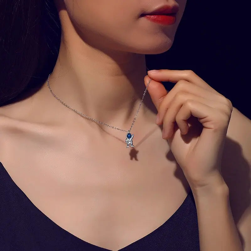 Spaceman Moon Couples Necklace Milky Way Space Pendant Necklaces Jewelry nowadaysfashion