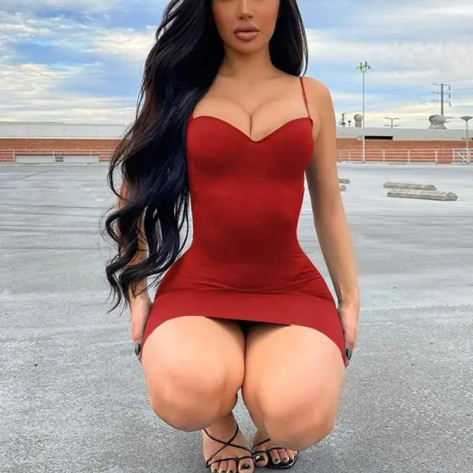 Solid Women Strap Mini Dress Bodycon Sexy Streetwear Clothes Basic Slim Fashion Casual nowadaysfashion