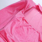 Velvet Women High Neck Long Sleeve Mini Dress Ruched Hollow Out Shoulder Pad Bodycon nowadaysfashion
