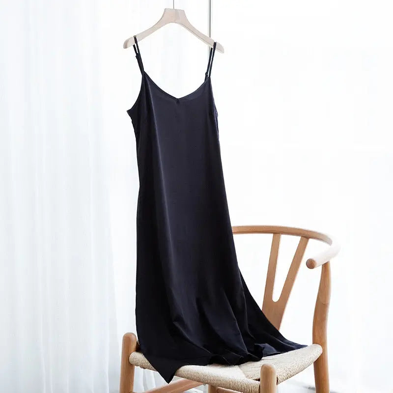 Women'S Dress Summer Spaghetti Satin Long Party Dresses For New Year 2022 Midi Robe Plus Size nowadaysfashion