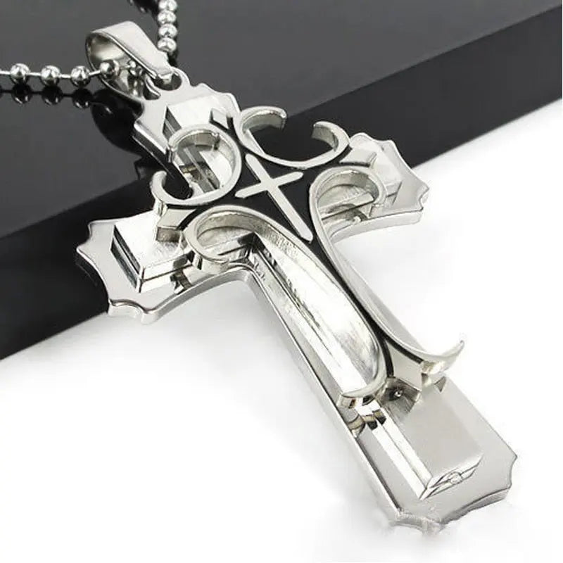 Black Rectangle Pendant Necklace Men Stainless Steel Chain Men Necklace Jewelry nowadaysfashion