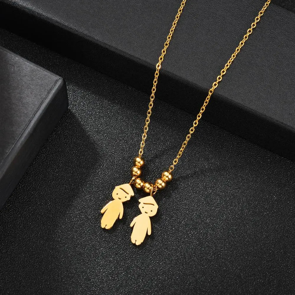 Personalized Boy Girl Kids Pendant Necklace Women Child Engraved Name Date Family Jewelry nowadaysfashion