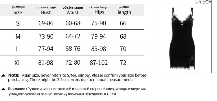 Gothic Dark Cross Black Mini Dress Vintage Sexy Spaghetti Strap High Waist Slit Dresses nowadaysfashion