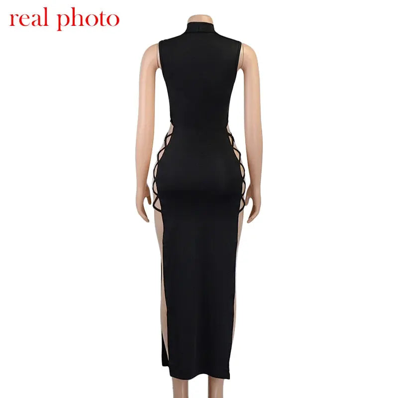 Elegant Black Sleeveless Bandage Dress for Women Club Party Backless Tank Dresses nowadaysfashion