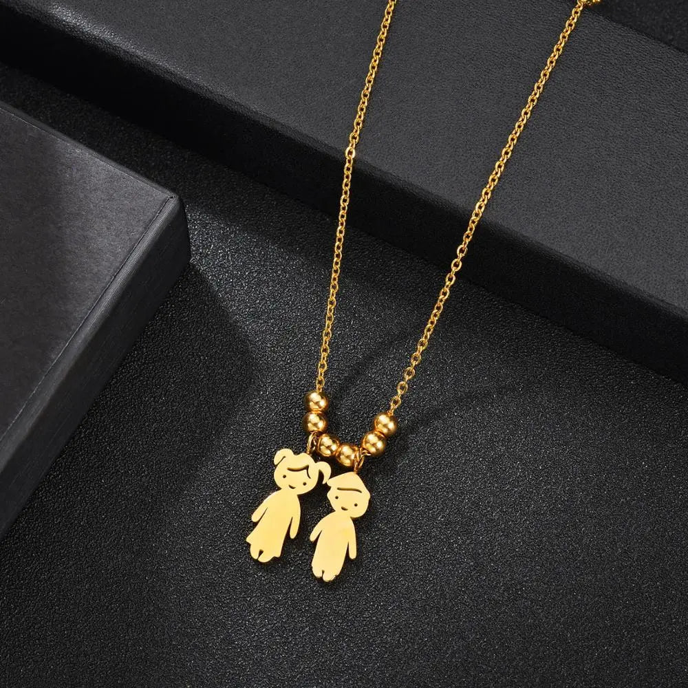 Personalized Boy Girl Kids Pendant Necklace Women Child Engraved Name Date Family Jewelry nowadaysfashion