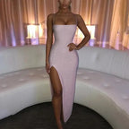 Long Backless Maxi Dress Women Spaghetti Strap High Split Bodycon Bandage Summer Dress Vestidos nowadaysfashion