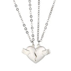 2Pcs Lovers Matching Heart Pendant Couple Magnetic Heart Pendant Necklace Couple Jewelry nowadaysfashion