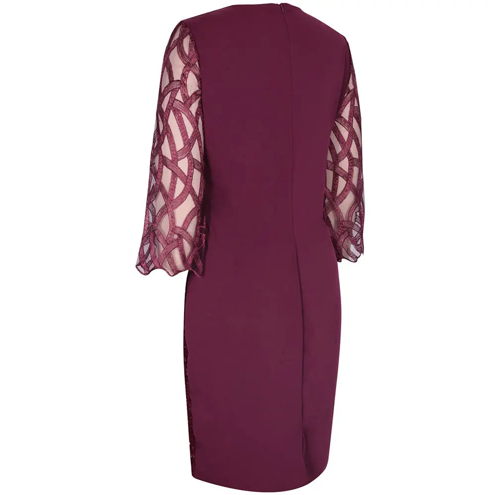 Elegant Sequin Evening Party Dresses 2022 Spring Mesh Patchwork Casual Midi Dress nowadaysfashion