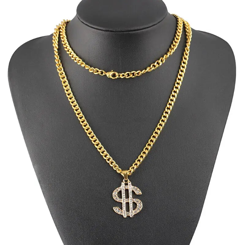 Hip Hop Rap Gold Color US Dollar Pendant Necklace Chain Accessories nowadaysfashion
