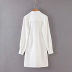 mini dress summer long sleeves women irregularity pleated vocation style loose white shirtdress nowadaysfashion