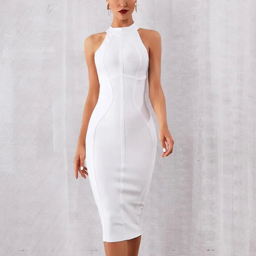 2022 New Summer White Women Bodycon Bandage Dress Elegant Tank Sexy Sleeveless Dresses nowadaysfashion