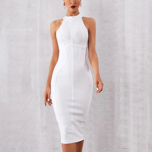 2022 New Summer White Women Bodycon Bandage Dress Elegant Tank Sexy Sleeveless Dresses nowadaysfashion