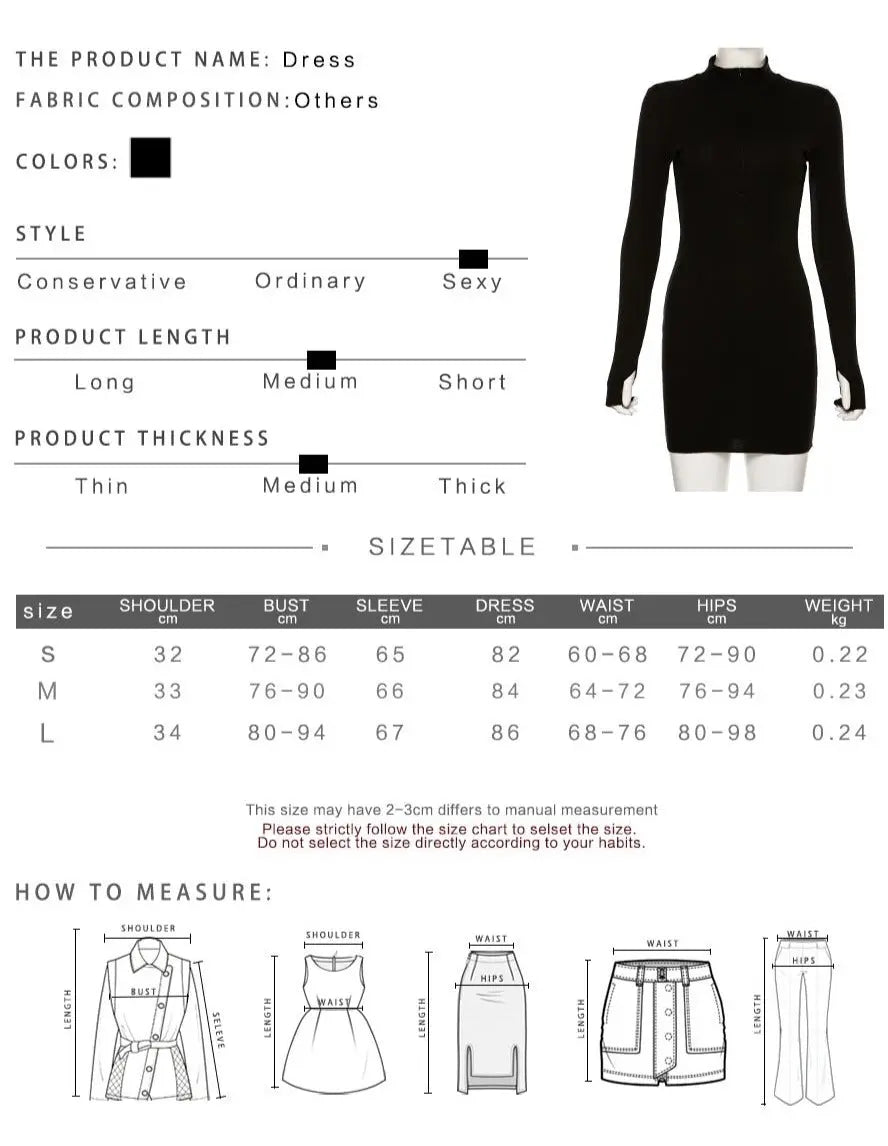 Spring Autumn Stretch Slim Soft Ribbed Knitted Turtleneck Casual Bodycon Zip Dress nowadaysfashion