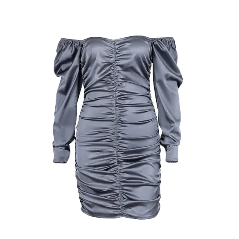 Off Shoulder Long Sleeve Elegant Lady Mini Dress Bodycon Birthday Sexy Clothes nowadaysfashion