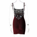 Bling Glitter Sequin Women Strap Mini Dress Ruched Lace Up Backless Bodycon nowadaysfashion