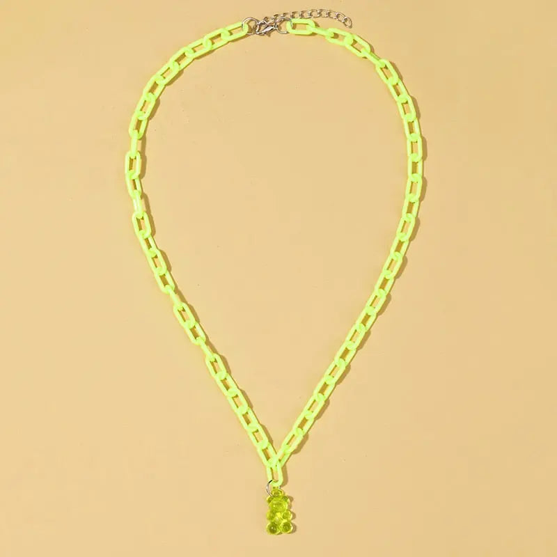 Candy Color Gummy Mini Bear Cartoon Necklace for Women Girls Birthday Jewelry Gifts nowadaysfashion