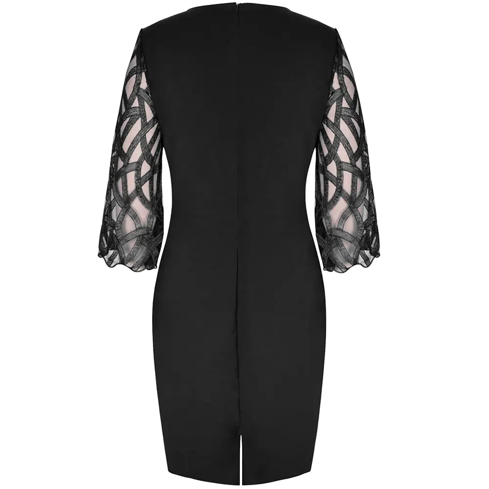 Elegant Sequin Evening Party Dresses 2022 Spring Mesh Patchwork Casual Midi Dress nowadaysfashion