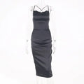 neon satin lace up 2022 summer women bodycon long midi dress sleeveless backless elegant party nowadaysfashion