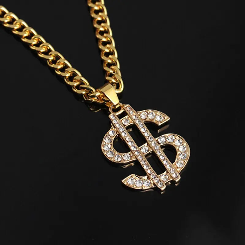 Hip Hop Rap Gold Color US Dollar Pendant Necklace Chain Accessories nowadaysfashion