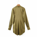 mini dress summer long sleeves women irregularity pleated vocation style loose white shirtdress nowadaysfashion