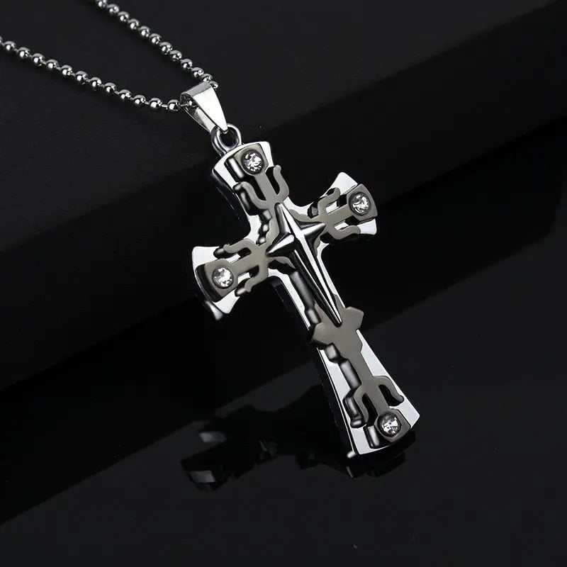 Black Rectangle Pendant Necklace Men Stainless Steel Chain Men Necklace Jewelry nowadaysfashion