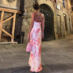 neon satin lace up 2022 summer women bodycon long midi dress sleeveless backless elegant party nowadaysfashion